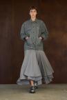 TULLE LAYERED DENIM COVERALL JACKET [GREY]