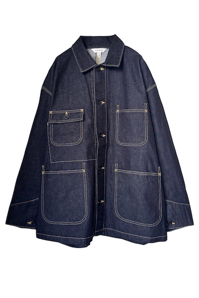 TULLE LAYERED DENIM COVERALL JACKET [INDIGOBLACK]