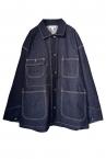 TULLE LAYERED DENIM COVERALL JACKET [INDIGOBLACK]
