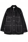 TULLE LAYERED DENIM COVERALL JACKET [BLACK]