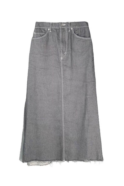 TULLE LAYERED BACK PEPLUM DENIM SKIRT[GREY]