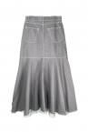 TULLE LAYERED BACK PEPLUM DENIM SKIRT[GREY]
