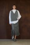 TULLE LAYERED BACK PEPLUM DENIM SKIRT[GREY]