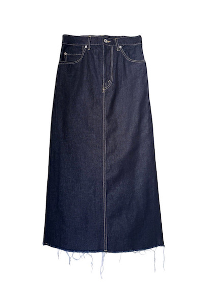 TULLE LAYERED BACK PEPLUM DENIM SKIRT[INDIGOBK]
