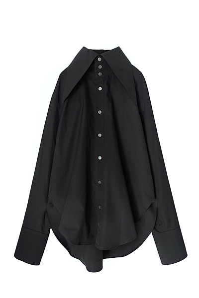 POINT COLLAR COTTON SHIRT [BLACK]