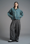 FAUX LEATHER COLLAR DENIM JK [LIGHT INDIGO��GREY]