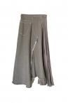 ASYMMETRIC PLEAT  DENIM SKIRT [LIGHT GREY]