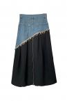 HYBRID SUITING DENIM SKIRT [BLACK  INDIGO]