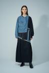 HYBRID SUITING DENIM SKIRT [BLACK  INDIGO]