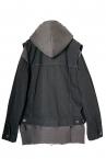 DENIM SLEEVE HOODIE VEST SET [GREYBLACK]