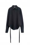 PINSTRIPE BACK PANEL BELTED SHIRT [BLACK]