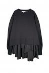 PINSTRIPE PEPLUM HEM HYBRID SWEATSHIRT [BLACK]