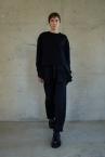 PINSTRIPE PEPLUM HEM HYBRID SWEATSHIRT [BLACK]