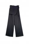 BLAZER PANEL PINSTRIPE WIDE LEG PANTS [BLACK]