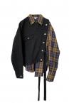 DETACHABLE DENIM CHECK SHIRT [BLACK MULTI]