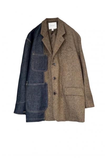 DENIM COVERALL TWEED JACKET[BROWN & INDIGO DENIM]