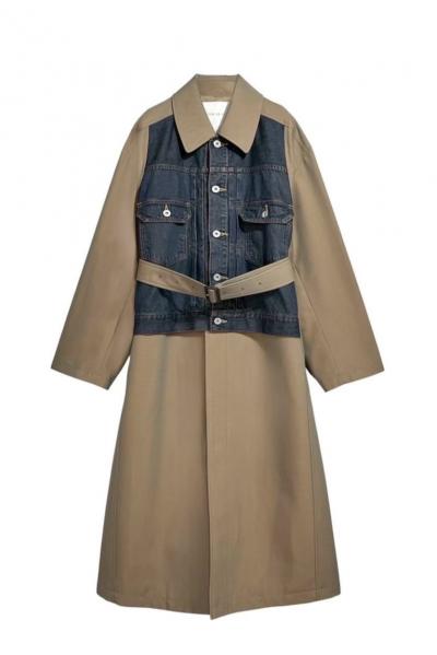 HYBRID DENIM BALMACAAN COAT [KHAKI & INDIGO DENIM]
