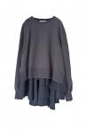 PINSTRIPE PEPLUM HEM HYBRID SWEATSHIRT [GREY]