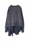 PINSTRIPE PEPLUM HEM HYBRID SWEATSHIRT [GREY]