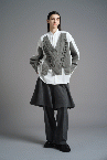 KNITTED CHAIN HYBRID SHIRT [WHITE SHIRT & GREY]