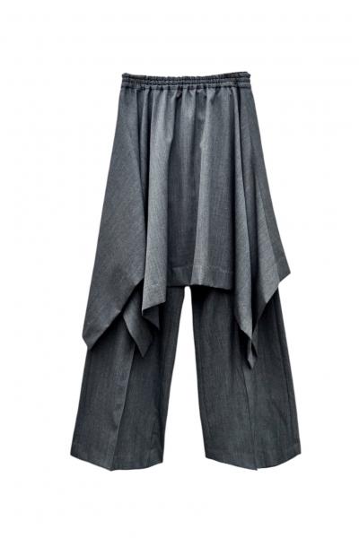 SCARF HEM SKIRT & PANTS SET [GREY]