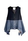 CROPPED DENIM & PEPLUM VEST SET[INDIGO & BLACK]
