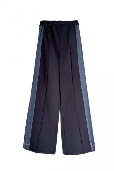 DENIM DRAWSTRING PANTS [BLACK & DARK INDIGO]