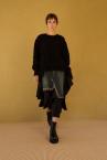 HYBRID DENIM TIERED RUFFLE SKIRT SET[BLACKINDIGO]