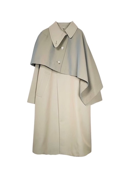 COLLARLESS LONG COATCAPE SET[KHAKI GREEN]