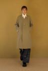 COLLARLESS LONG COATCAPE SET[KHAKI GREEN]