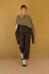 COLLARLESS LONG COATCAPE SET[KHAKI GREEN]