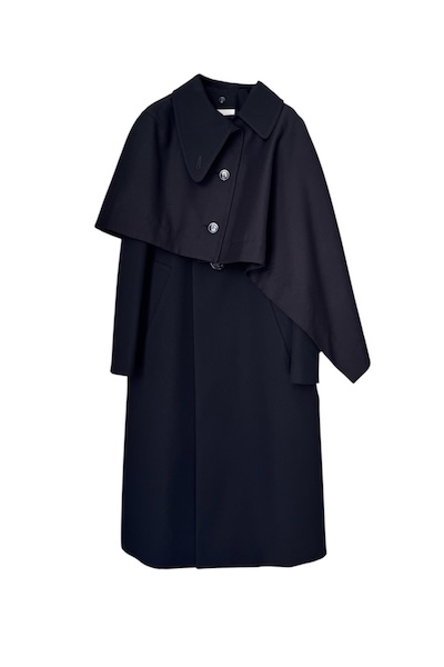 COLLARLESS LONG COATCAPE SET[BLACK]