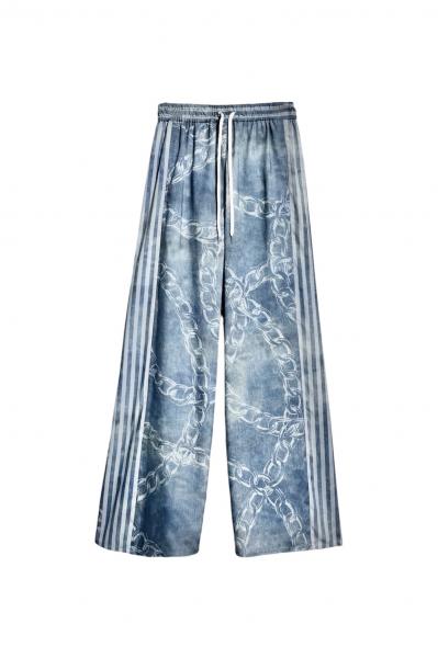 CHAIN PRINT DRAWSTRING PANT [LIGHT INDIGO]