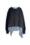 CHAIN PRINT TOP & SWEAT SET[BLACK & DARK INDIGO]