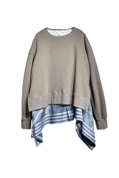 CHAIN PRINT TOP & SWEAT SET[TAUPE & LIGHT INDIGO]