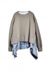 CHAIN PRINT TOP & SWEAT SET[TAUPE & LIGHT INDIGO]