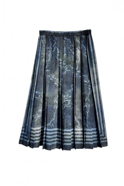 BACK PEPLUM DENIM SKIRT [INDIGO]