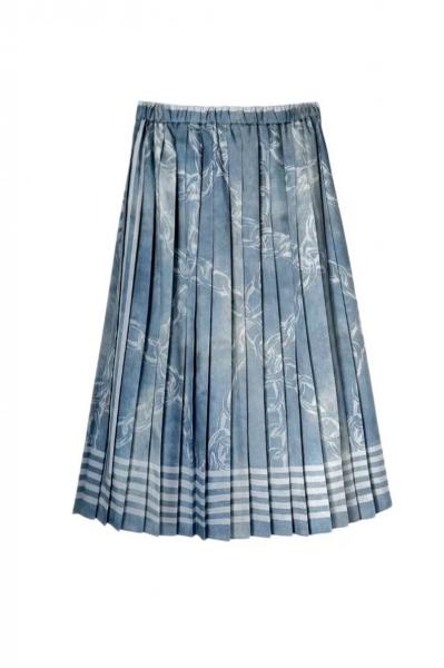 BACK PEPLUM DENIM SKIRT [LIGHT INDIGO]