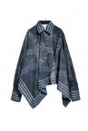 CHAIN PRINT SCARF HEM SHIRT [DARK INDIGO]