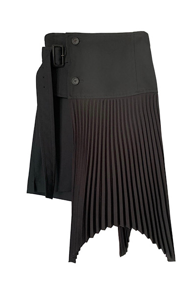 DETACHABLE PLEATS PANEL SHORTS [BLACK]