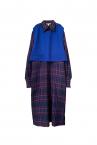 DATACHABLE BIB CHECK SHIRT DRESS [BLUEMULTI]
