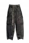 BELTED ACID WASH CARGO JEANS [BLACK]