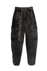 BELTED ACID WASH CARGO JEANS [BLACK]