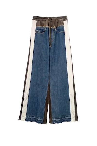 HYBRID DENIM VELOUR PANTS[KHAKIINDIGO]