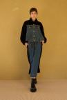 HYBRID DENIM VELOUR SKIRT[BLACKINDIGO]