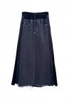 HYBRID DENIM VELOUR SKIRT[BLACKBLACK]