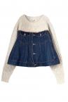 HYBRID DENIM KNIT SWEATER [BEIGEINDIGO]