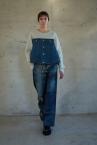 HYBRID DENIM KNIT SWEATER [BEIGEINDIGO]