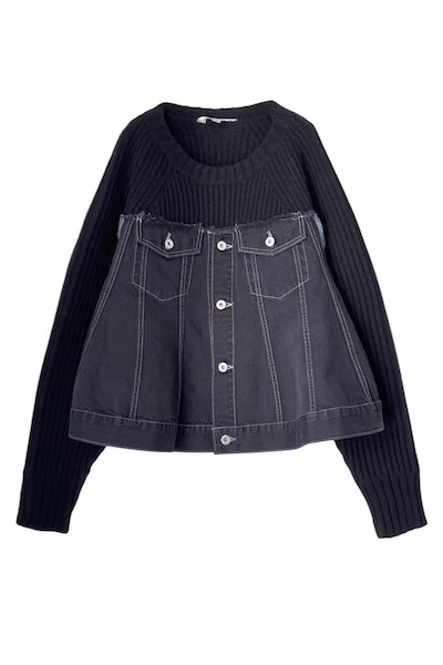 HYBRID DENIM KNIT SWEATER [BLACKBLACK]