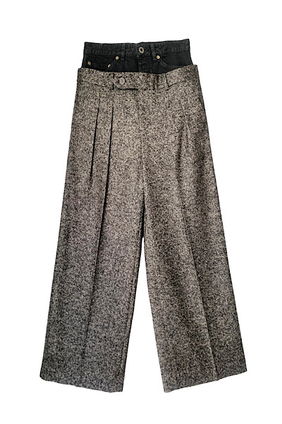 DENIM WAIST WOOL BLEND PANTS [BLACKTWEED]